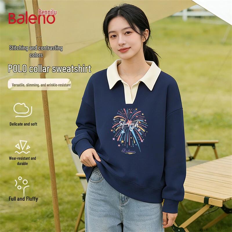 Baleno Women's Oversized Colorblock Polo Neck Sweatshirt
