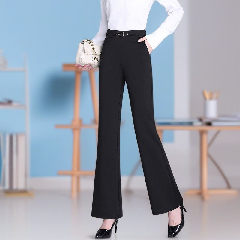 Black Flared Casual Pants Women New Summer High-waisted Slim Flared Pants Middle-aged Women's Pants