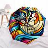 1pc Colorful Stained Glass Cat Design Automatic Opening Folding Umbrella - Portable 3-Fold Design with Iron Frame, Perfect for Outdoor Use, Festive Gi