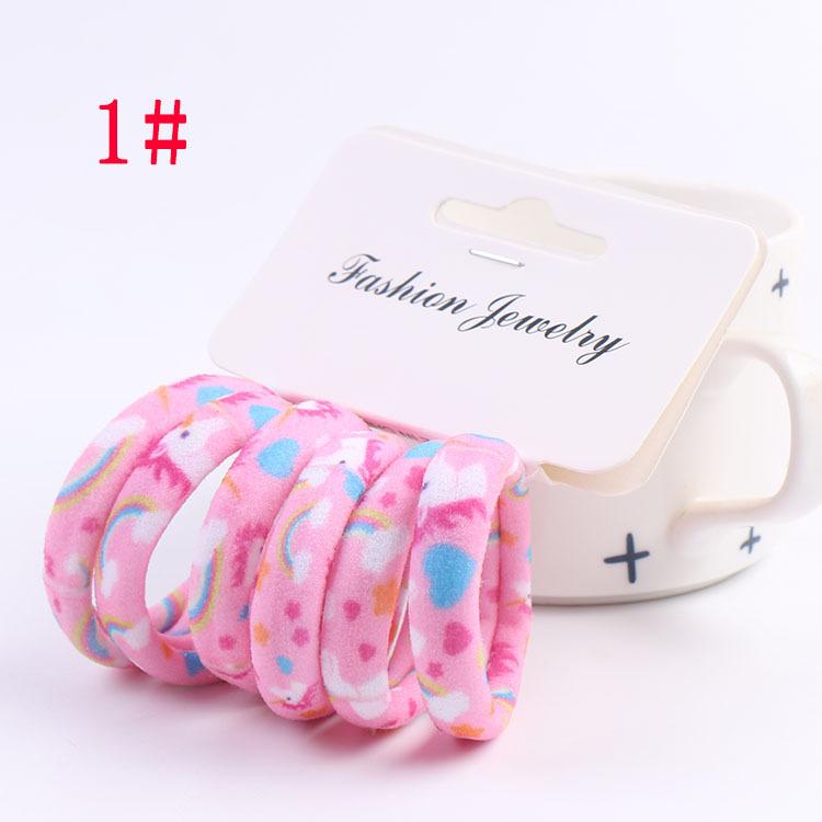 6Pcs/Set High Elasticity Printed Scrunchie Women Girls Children Elastic Hair Rubber Bands Accessories Tie Hair Rope Ring Holder