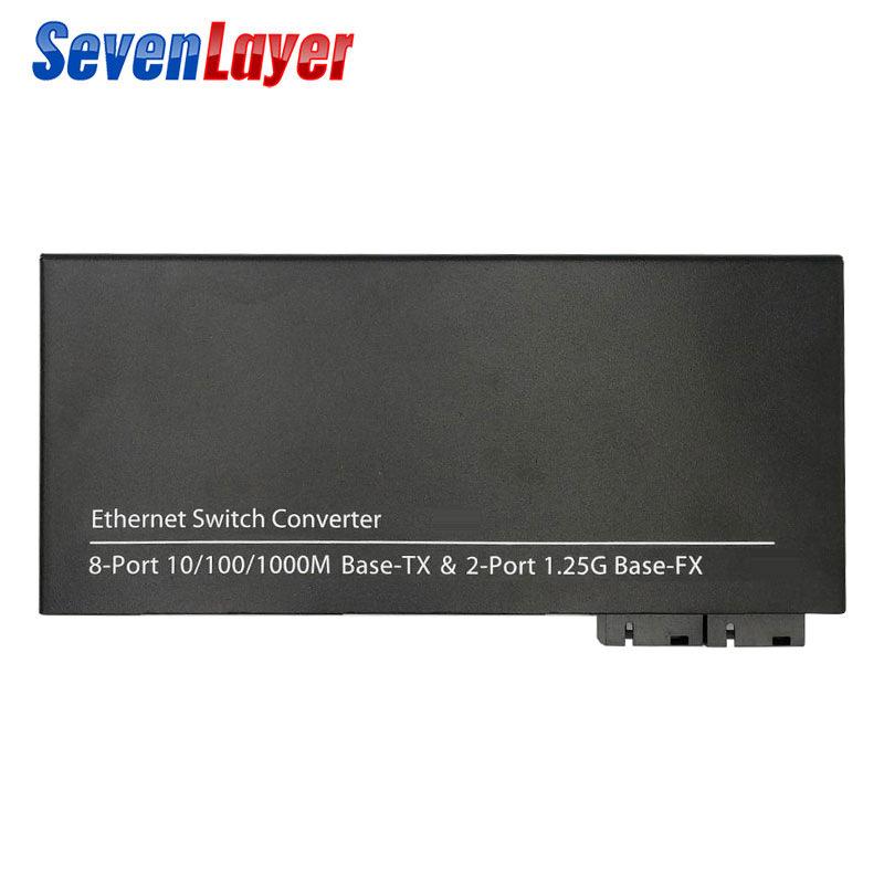 2-Fiber 8-Port Gigabit Ethernet Switch & Optical Transceiver 2SC 8RJ45