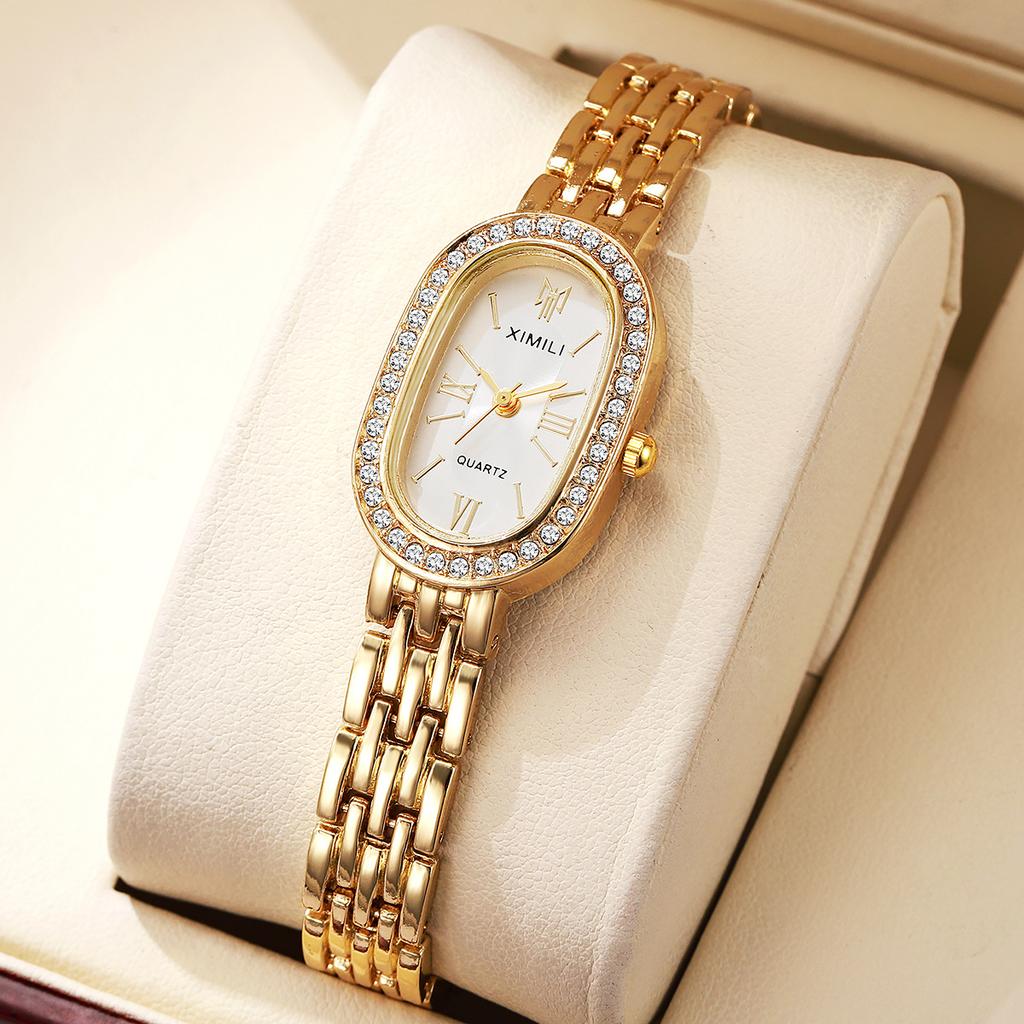 Ceas de damă 2025 Minimalist Stil Roman Oval Quartz Casual Compact Brățară Ceasuri de Rochie la Modă