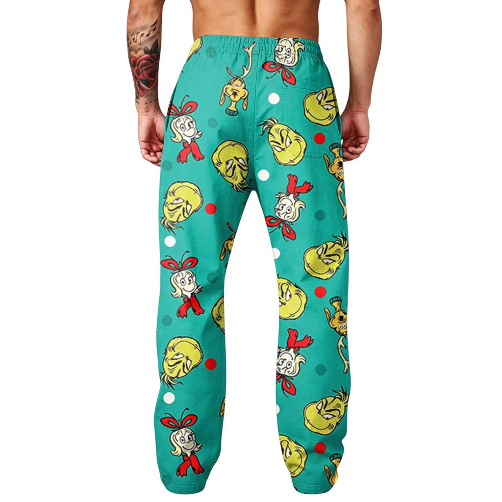 Herren Christmas Print Jogginghose Locker sitzende Jogginghose mit Taschen Sportliche Freizeit Hose