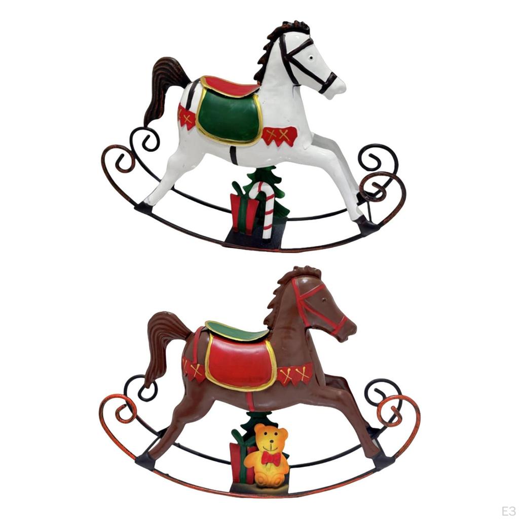Christmas Horse Statue Animal Figurine Artwork Birthday Gift Iron Crafts Sculpture for Bookshelf