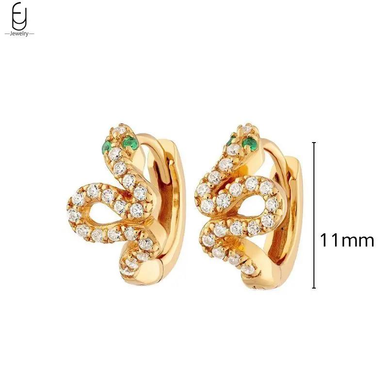925 Silver Needle Vintage Snake Earrings Women Gold Round Ear Clips Punk Style Fashion Hoop Earrings Women Jewelry