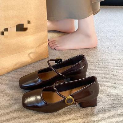Fibbia per cintura di nicchia testa quadrata scarpe Mary Jane primavera nuove scarpe singole retrò francesi tacchi alti