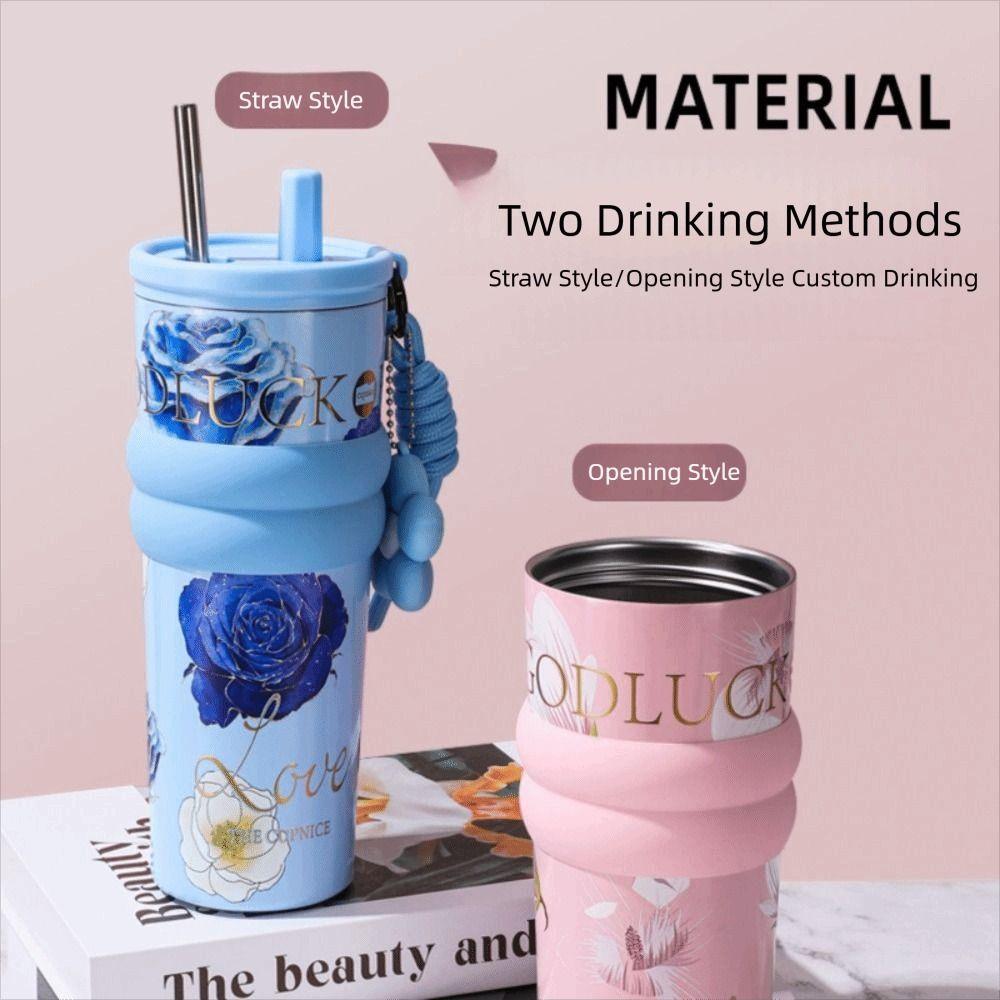 710ML Vacuum Cup Insulation Or Cooling High-Capacity Insulated Cup With Lifting Rope Stainless Steel Thermal Water Bottle