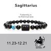 Unisex Constellation Bracelet Natural Agate Beads Elastic Strap Zodiac Star Sign Distance Friendship Prayer Blessing Bracelet Good Luck Wrist Jewelery