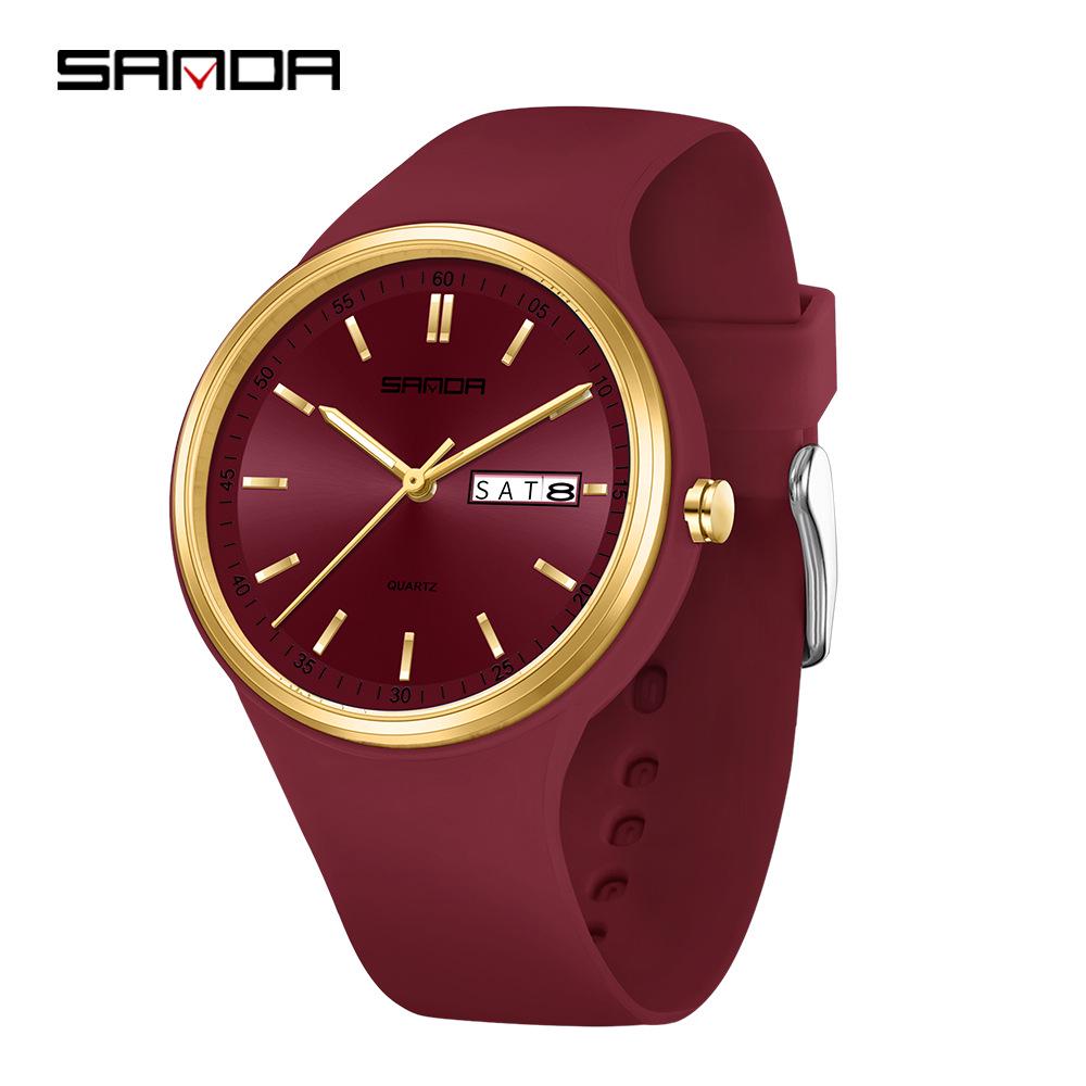 SANDA Student Quartz Wristwatch: Fashionable, Simple, Luminous, Waterproof, Versatile, Double Calendar