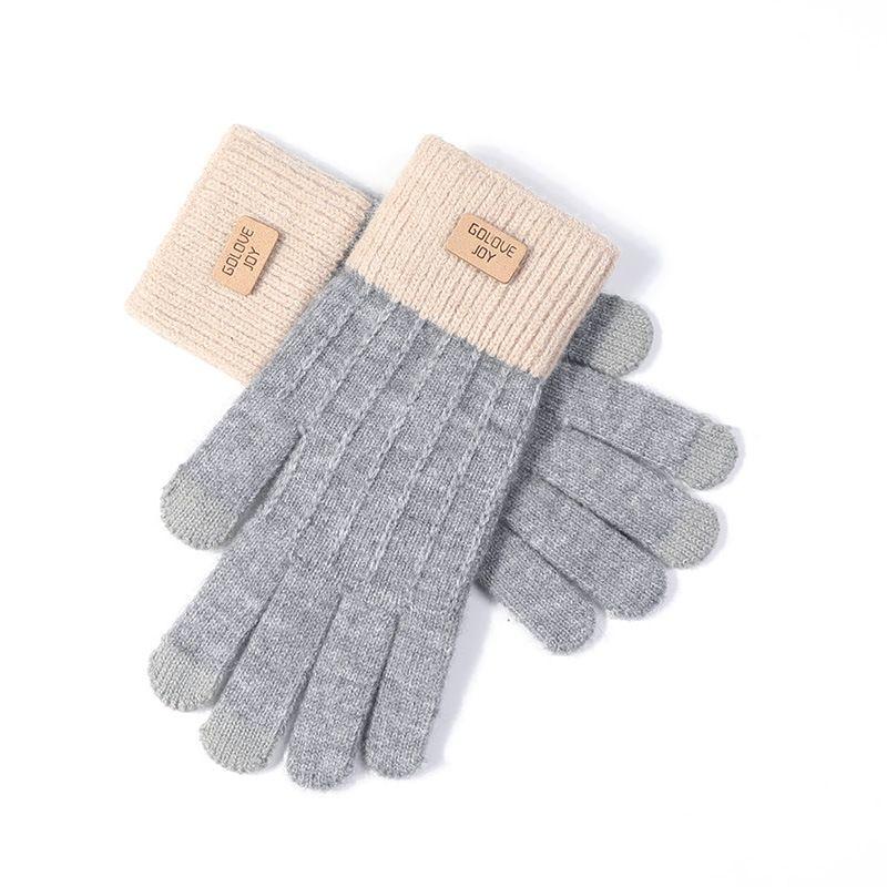 

Winter Knitting Gloves Female Thickened Fleece-lined Touch Screen Riding Cold-Proof Stuffed Couple Warm Knitting Wool Gloves DZ70 Gray All yards