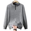 Hanorac cu fermoar pentru bărbați, mărime mare, căptușit cu fleece, mânecă lungă îngroșată, croială casual largă pentru toamnă/iarnă.