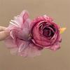 Rose Pink Threedimensional Flower Hair Clip Fairy Gentle Styling Hair Accessories Dating Parties Daily Wear Decoration Clip
