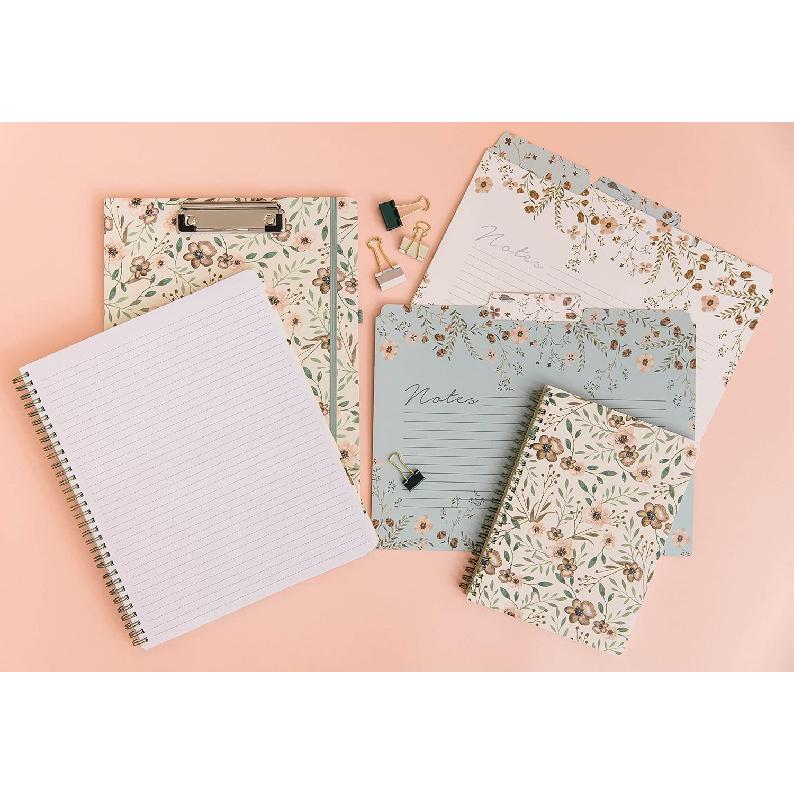 Steel Mill & Co Thick Sturdy File Folders Decorative, Set of 6 File Folders with Tabs and Sticker Labels, Cute Colored File Folders Letter Size with