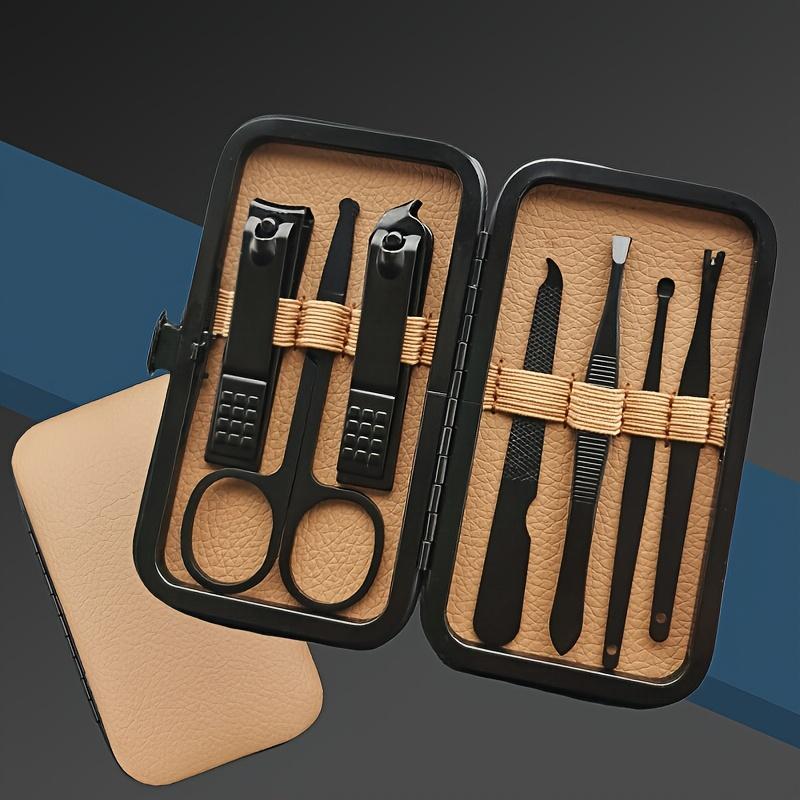 Men's Complete Nail Care Kit Heavy-Duty Black Manicure & Pedicure Set Nail Clippers Set Cuticle Pusher Trimmer Remover