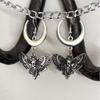 Exquisite Gothic Sliver Color Crescent Moon Skeleton Death Moth Insect Pendant Dangle Earrings for Women Halloween Witch Jewelry