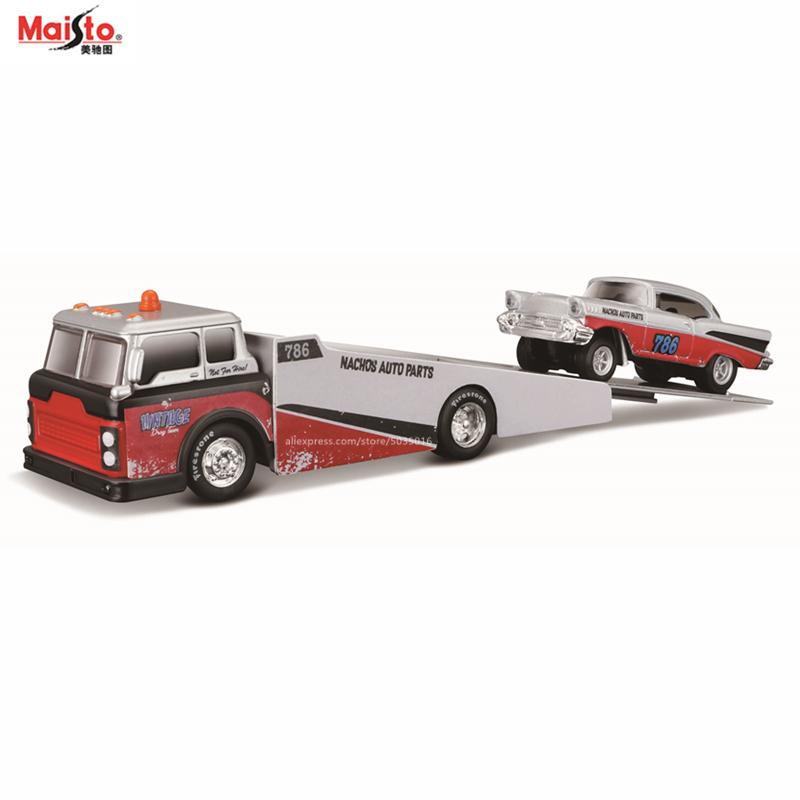 AAAOO1 Maisto 1:64 FLATBED/1988 BMW M3 E30 1965 FORD MUSTANG elite transport Die-casting car model collection gift toy