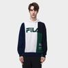 Fila Colorblock Buchstaben-Print Locker Lässiger Strick-Hoodie Herren Hoodies Legendär-Blau F11M319205F-NV