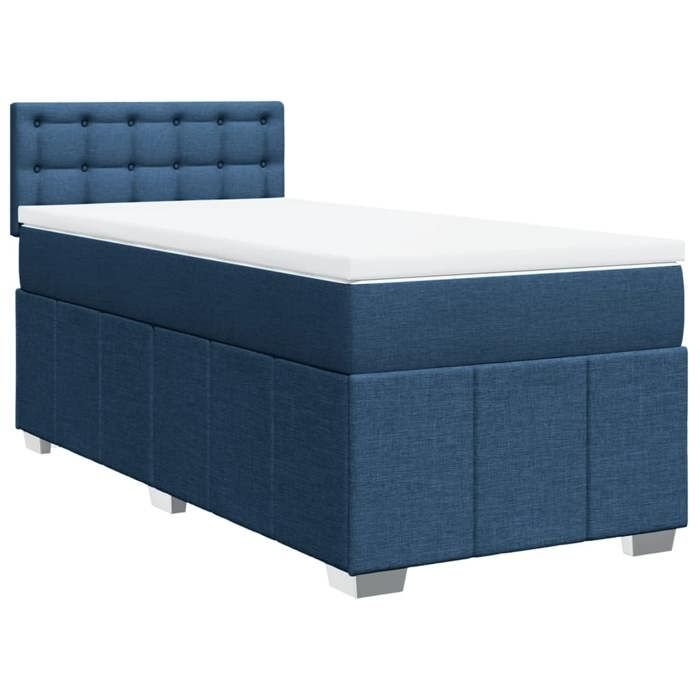 VidaXL Slatted Bed Base with Mattress Blue 90x200 Cm Fabric 3286971