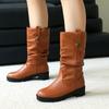Women's low-heeled boots autumn and winter new European and American thick-heeled large-size Roman medium boots