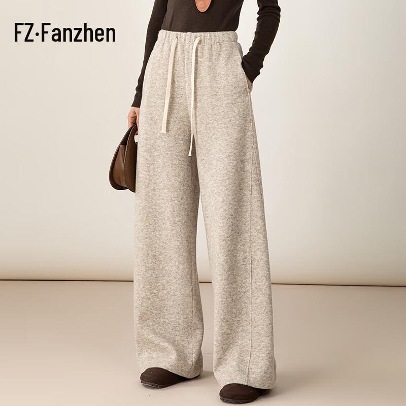 

Women s High-Waist Woolen Blend Wide-Leg Pants S
