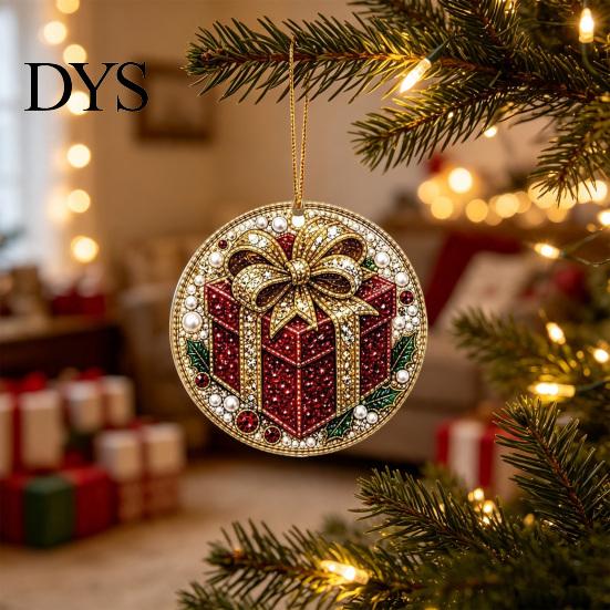 Indoor Outdoor Christmas Decorations 6 Pcs Pearl Art Ornaments, 2D Flat Acrylic Holiday Tree Pendant, Creative Ornaments Effect Hanging Decoration for