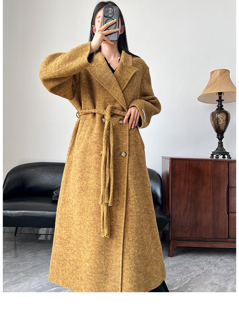 Dámský oboustranný kašmírový vlněný kabát - 2025 podzim/zima korejský módní styl.