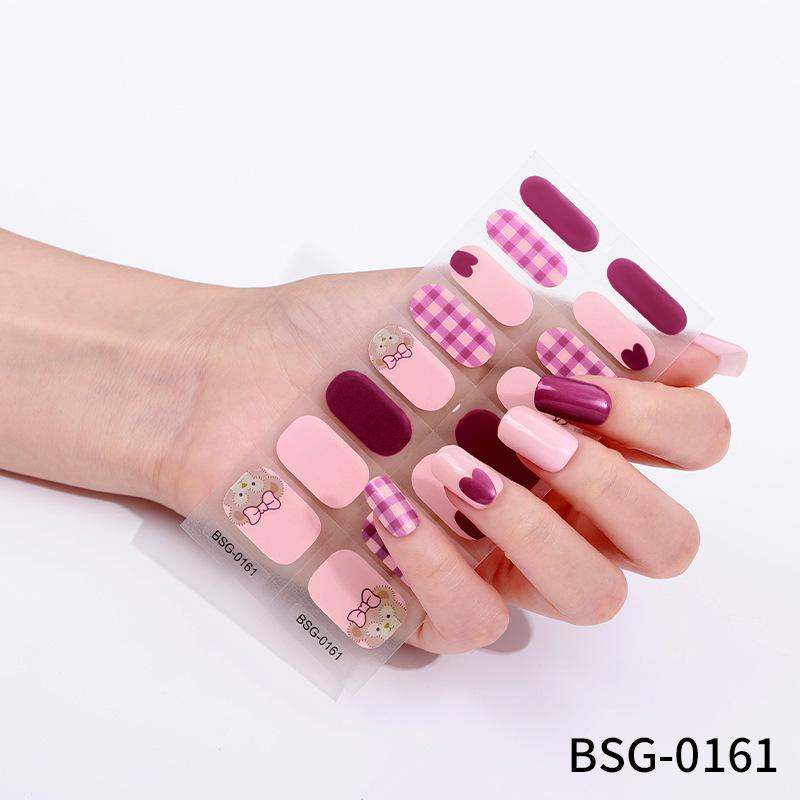 Japanese Gel Manicure Stickers Nail Stickers 3d Bronzing Light Therapy Nails Checkerboard Nail Stickers