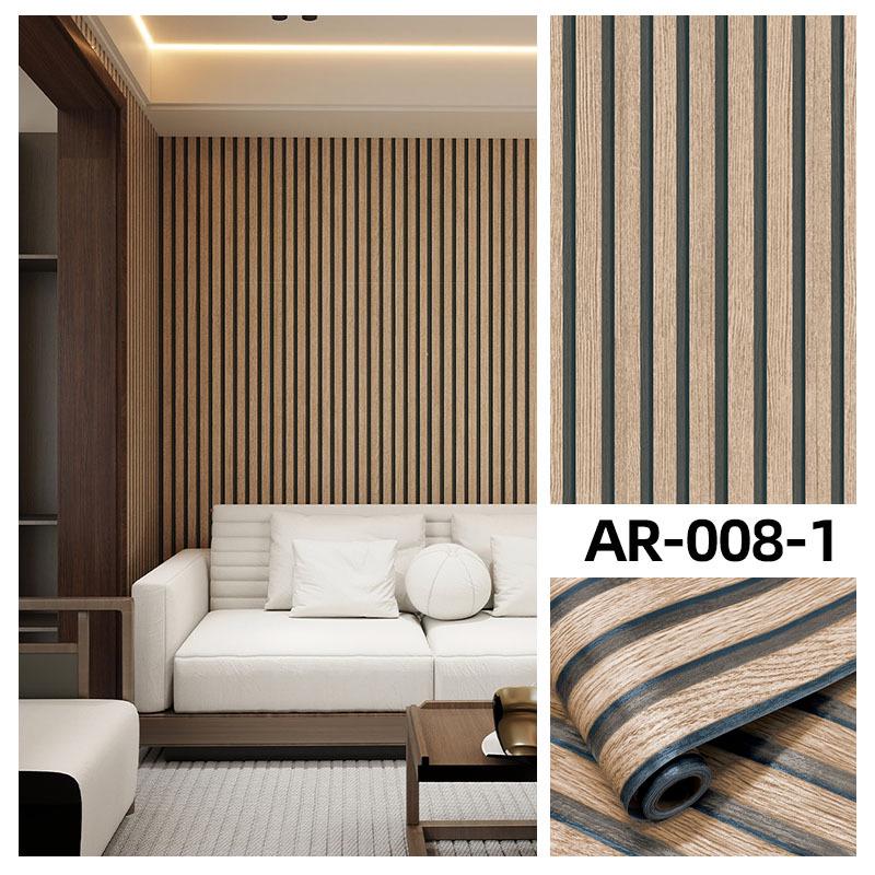 Self-Adhesive Wood Grain Stripe Wallpaper for Bedroom – Warm, High-Value, Cross-Border Design