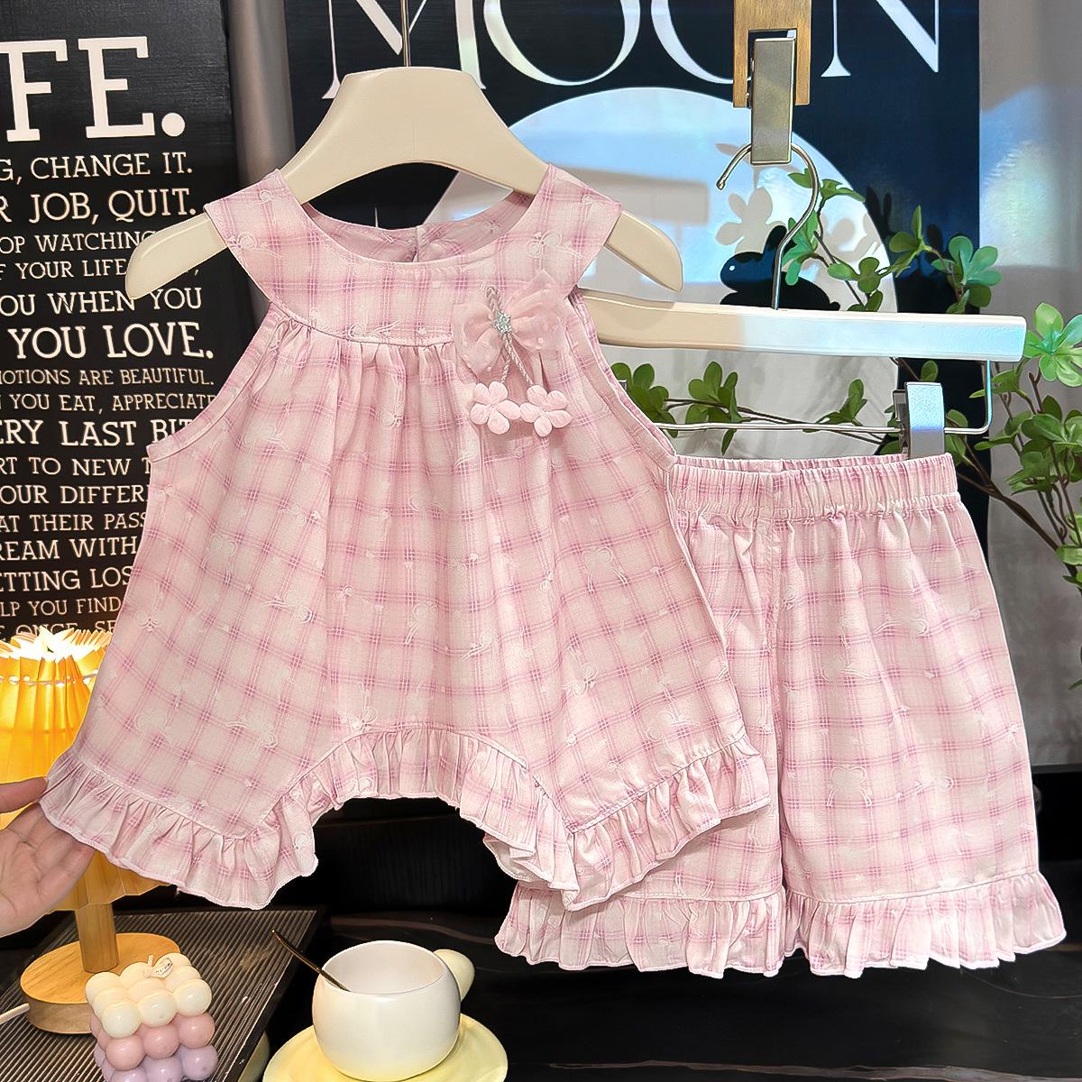 

Girls Summer Halter Skirt Set - Lyocell, Cotton & Silk Blend Strappy Dress (Two-Piece) 80 cm