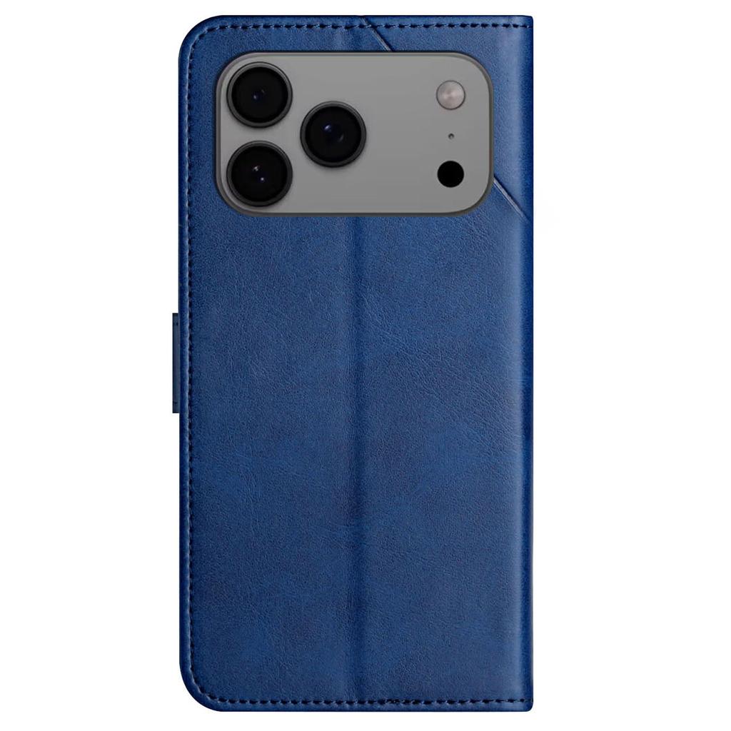 For iPhone 17 Pro Case Line Pattern Wallet Leather Phone Cover with Wrist Strap