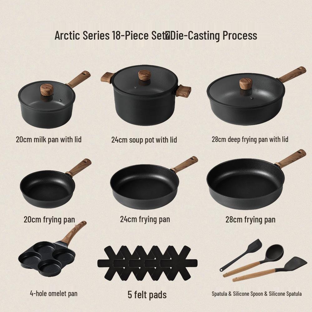 Titanium Flat-Bottom Cookware Set: Non-Stick Frying, Stewing, and Stir-Frying Pot Set for Steak and Eggs