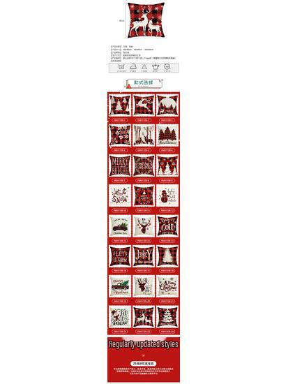 New Linen Christmas Pillowcase with Santa Claus and Reindeer Design