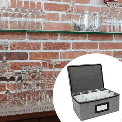 Whiskey Glass Storage Box Bar Organizer 12 Cells Stemware Container for Champagne
