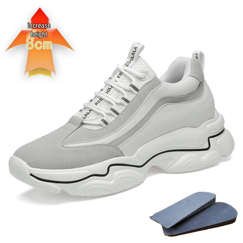 Spring Men s Fashion Black Hidden Height-Increasing Cowhide Sports Shoes 43
