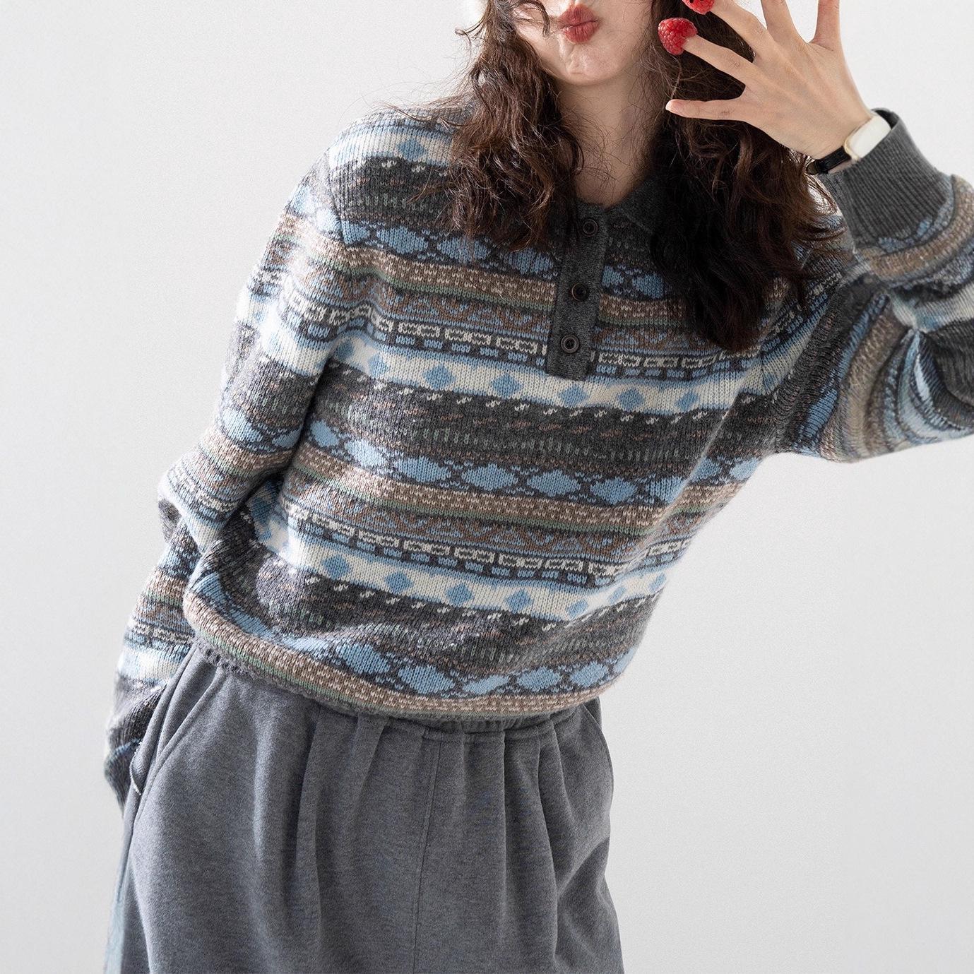 Ziemeļniecisks Retro Fair Isle vilnas adīts