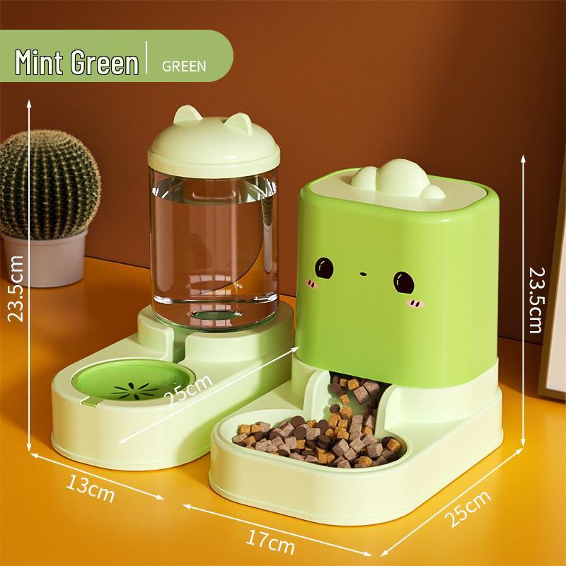 Automatic Cat & Dog Water Fountain Dispenser with Integrated Feeder - No Electricity Needed