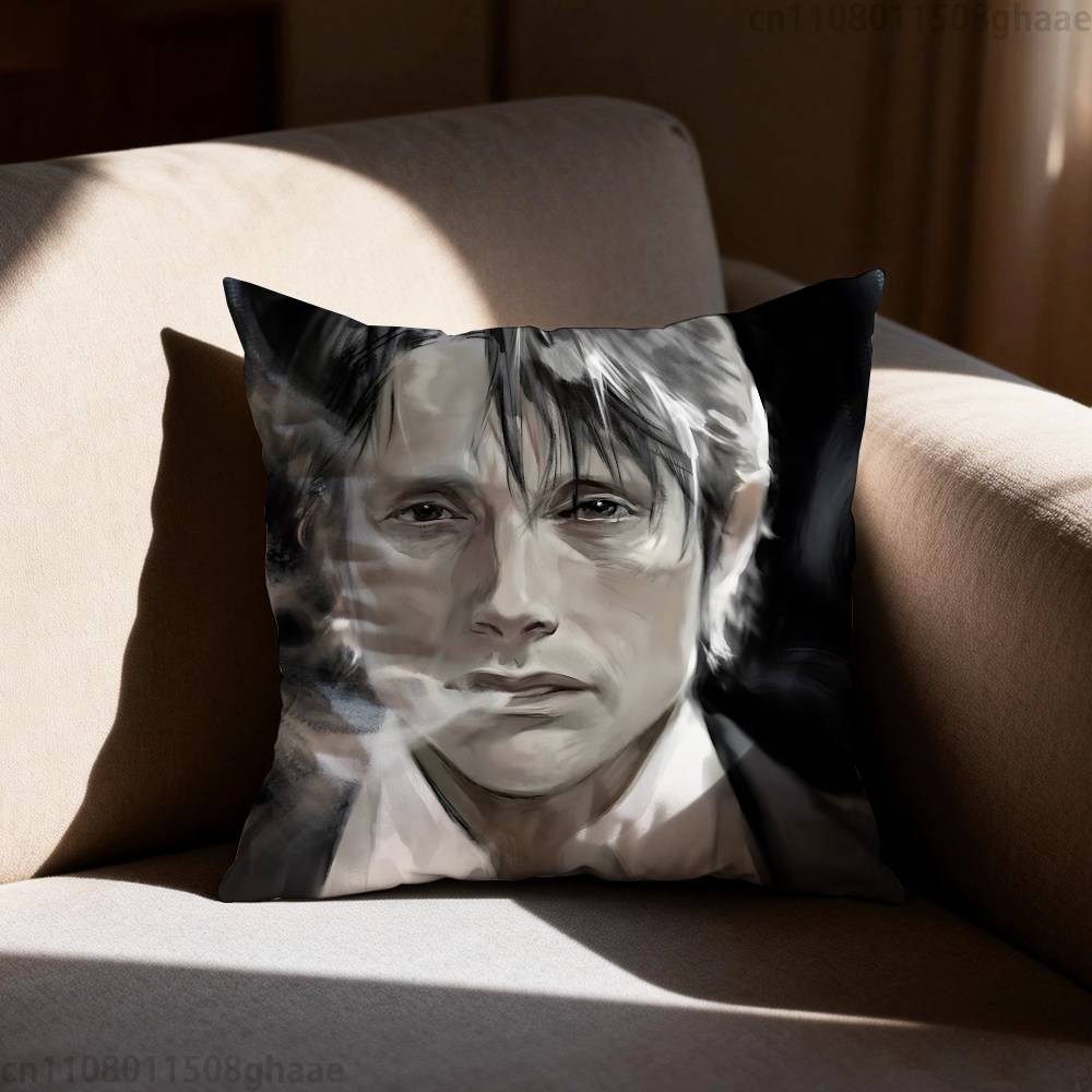 Vtipný povlak na polštář Mads Mikkelsen Hannibal Povlak na polštář Potah na polštář do obývacího pokoje Pohovka Vhodné pro domácí ložnici Dekorace místnosti