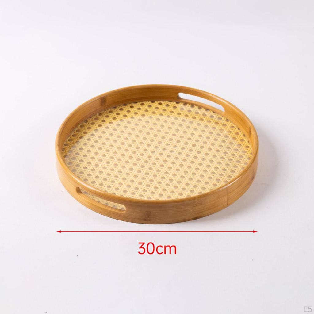 Bamboo Serving Tray with Handles Decorative Breakfast Fruit Dessert for Party