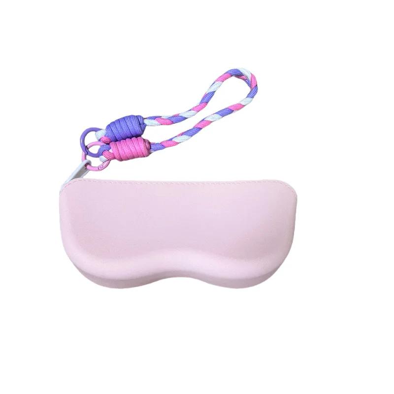 

Silicone Glasses Portable Bag with Lanyard Sunglasses Protective Cover Storage Bag Fashion DopamineWaterproof Myopia Glasses Bag рожевий