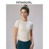 Mitaogirl Kendall Short Sleeve T-shirt Women Summer Slim Fit Slimming Shoulder Basic White T Running Fitness Yoga Clothes