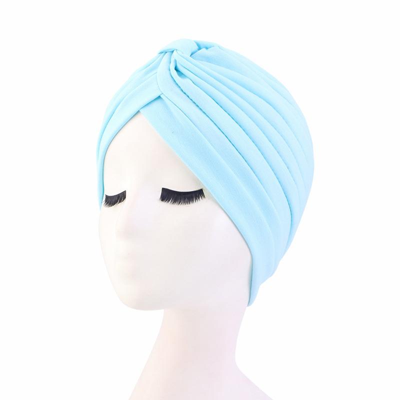 Indian Muslim Women Turban Jersey Hijab Bonnet Pleated Cap Hair Loss Hat Islamic Under Scarf Head Wrap Chemo Caps Beanies Cover