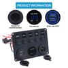 Waterproof Marine Boats Rockers Switch Panel 5 Gang with Twin USB Slot Socket 2.1A + Voltmeter for Car s Vehicle