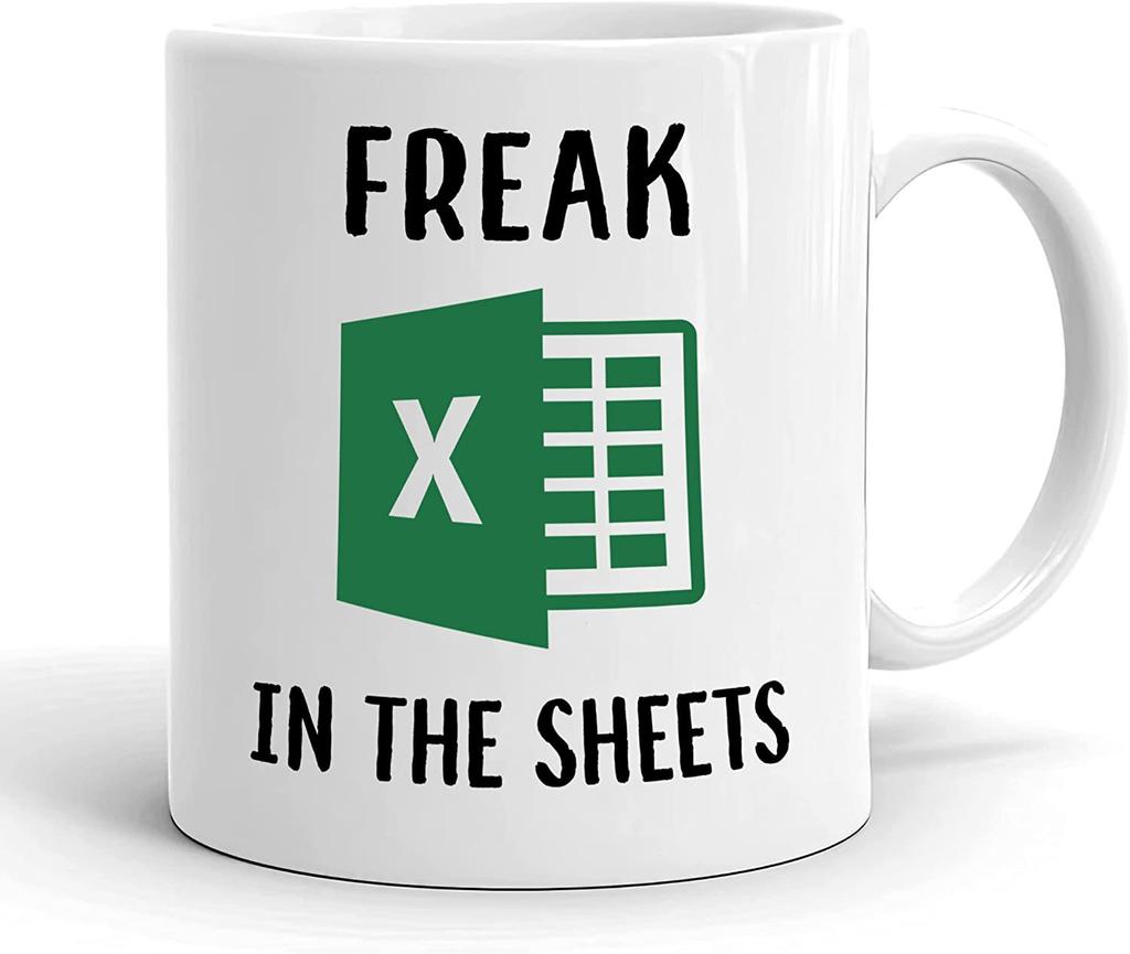 Freak In The Sheets Spreadsheet Ceramic Coffee Mark Mug Excel New