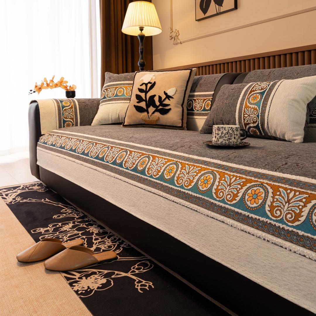 

Экзотический жаккардовый шенилл, нескользящий чехол на подушку для дивана, противоскользящая подушка для сиденья в гостиную, бохо домашний декор 70x70cm серый