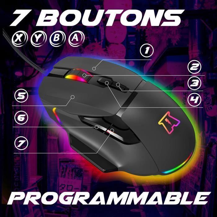 Souris gaming - akuma - otaku m05 - 12800 dpi - rétroéclairage led rgb - 7 boutons programmables