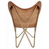 Leather Butterfly Chair-Hand Weaved Tan Brown Leather Butterfly Chair-Handmade with Golden Powder Coated Folding Iron Frame.