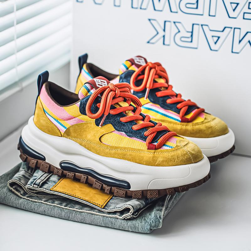 Men's shoes spring breathable retro senior sense sports and leisure teenagers heightened platform ins dad shoes