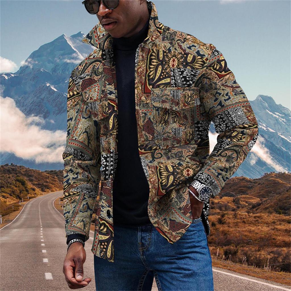 Herenmodetrend dagelijks casual bedrukt donsjack met lange mouwen en knopen