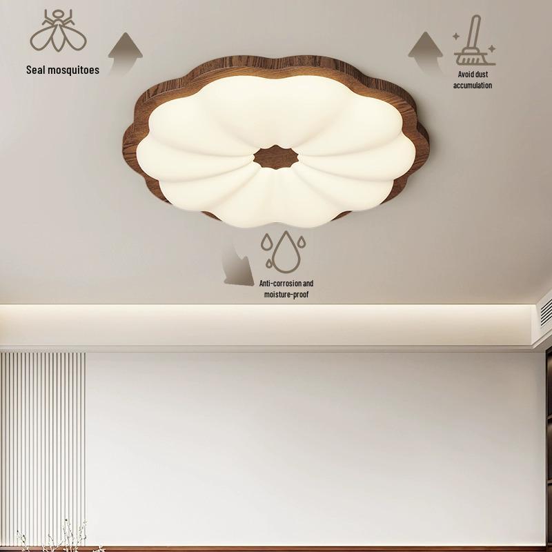 Vintage Cream LED Ceiling Light for Children's Room - Walnut Cookie Design, Super Bright, Full Spectrum