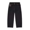 Herren Vintage Sakura Jeans Y2K Kleidung Harajuku Gothic Hip Hop Sakura Stickerei Baggy Jeans Schwarze Hose Weite Hosen